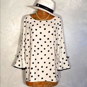 Talbots Polka Dot Bell Bow Sleeve Top